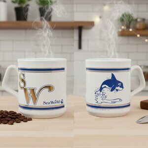 Sea World SHAMU Mug Vintage 1982 Orca Whale England Coffee‎ Cup Orlando Florida